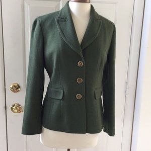 Talbots classic bottle green wool blazer jacket